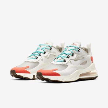 Nike Air Max 270 React (Mid-Century) - Női Utcai Cipő - Világos Bézs/Fehér/Narancssárga/Platina